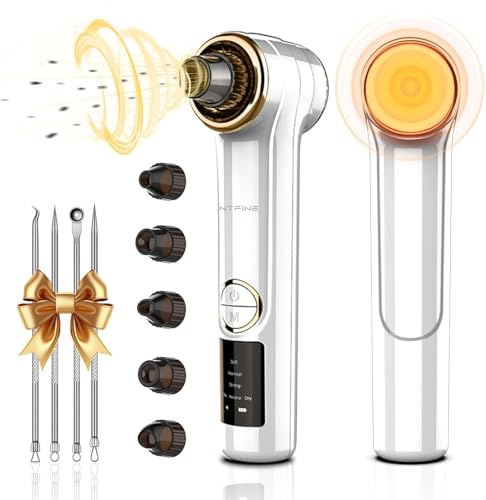 Generique Aspirateur de Point Noirs, 2 en 1 Electrique Extracteur de Comédons, Nettoyant de Pores Professionnel en Mode de Chauffage, Nettoyant de Pores Purateur de Peau Soin Visage (Blanc)