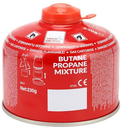 Thrink 230g Propane Butane Gas Cartridge – EN417 Compatible Camping Gas for Portable Stoves, Gas Cookers, BBQs Hiking & Outdoor – Resealable Screw Valve Fuel Canister