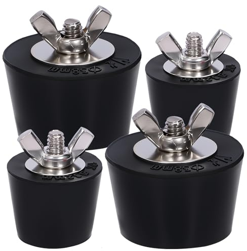 Vexnaro 4 Tapones de Acero Inoxidable para Piscina, Tapones de Goma con Pernos, Material Resistente, 3,2-3,8 cm, Protección contra Daños por Heladas, Accesorios para Tuberías de Invierno