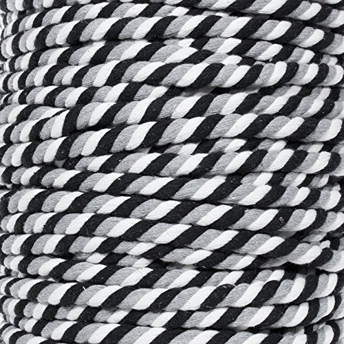 Super Soft 3 Strand Twisted Cotton Rope (Grayscale, 1/2 Inch x 10 Feet)