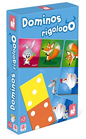 Janod - Dominos Rigolooo - Gioco di memoria e associazione - 2 livelli - da 2 a 4 giocatori - Da 3 anni - J02737