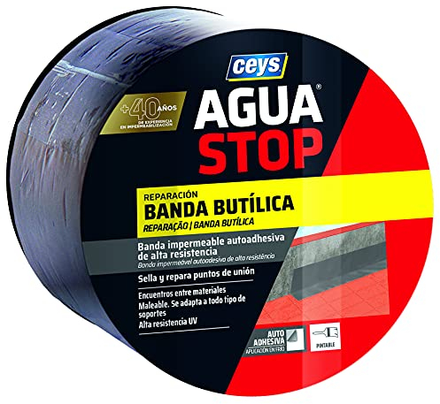 Ceys - Aguastop banda - Reparación banda butílica - Gris - 10 cm x 3m