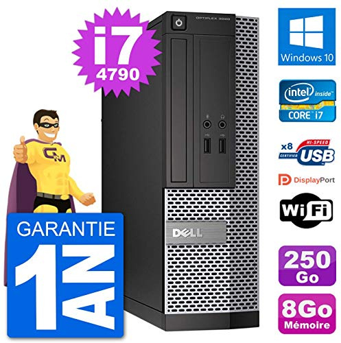 Dell PC Optiplex 3020 SFF i7-4790 RAM 8Go Disque Dur 250Go Windows 10 WiFi (Reconditionné)