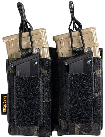 EXCELLENT ELITE SPANKER Oben offen Einzel/Doppel/Dreifach Magazine Pouch für AK AR M16 M4 Magazintasche und Pistol Mag Pouches(Doppel-Multikamera Schwarz)