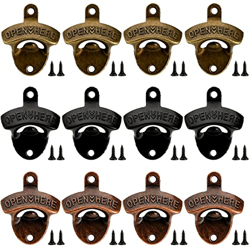 ZOOFOX 12-Piece Wall Mounted Vintage Metal Bottle Opener for Bar, KTV, Home and Outdoor