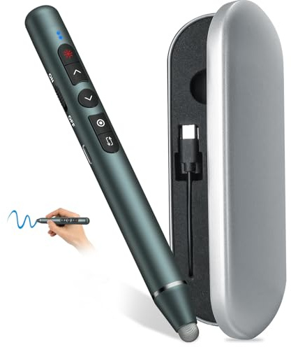 3-in-1 Rechargeable Presentation with Red Light Pointer & Stylus Pen - 2.4GHz Remote Control - Wireless Presenter Remote - USB Receiver - Slide Advancer Compatible with Mac/Computer -PPT/Keynote/Prezi
