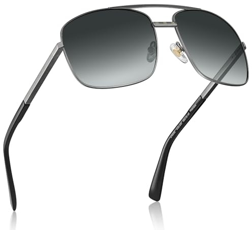 CARFIA Sonnenbrille Herren Polarisiert UV400 Retro Pilotenbrille Metall Sonnenbrillen 100% UV-Schutz CAT 3