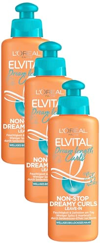 L'Oréal Paris Elvital Leave-In Conditioner für definierte Locken, Anti-Frizz Haarkur für mehr Schwung und Griffigkeit, Dream Length Curls Non-Stop Dreamy Curls, 1 x 200 ml (Packung mit 3)