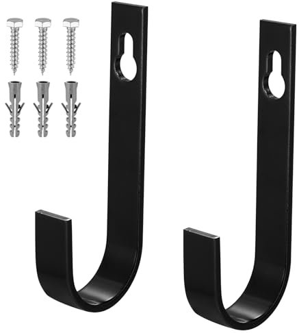 2 Stk Wandhaken Garagenhaken Schwerlasthaken, Wandhalterung, Leiterhaken, Gerätehaken, Wandhaken zum Schrauben, Metall Garagen Haken, U Haken Wandhalterung für Garage Leiter Fahrrad Werkzeug(140mm)