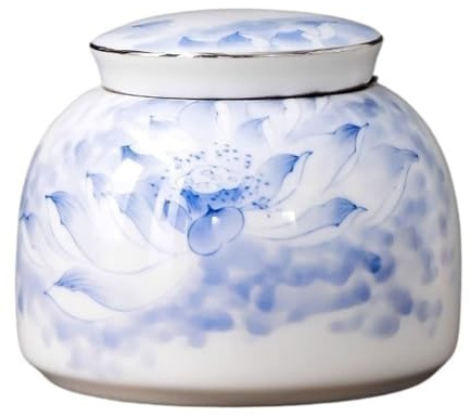 Contenedor de Azúcar Juego de té Kung Fu Latas de té de cerámica pintadas a mano Latas para el almacenamiento exquisito para el hogar Latas selladas de Gran capacidad Latas vacías Contenedor