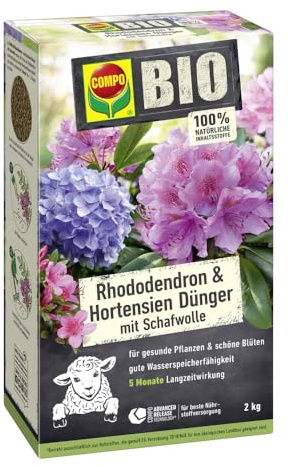 COMPO BIO Rhododendron- und Hortensien Dünger Schafwolle, 2 kg