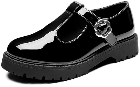 FUPPIA Girls Dress Shoes Mary Janes Chunky Platform Loafers School Uniform Comfortable T-Strap Flats for Little/Big Kids