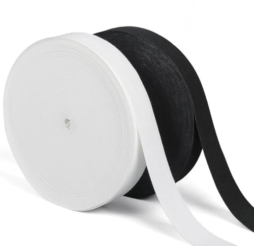 2 Rolls Flat Elastic Band for Sewing – 20mm Wide, 10 Meter per Roll, White & Black Stretch Cord for Waistbands, Pants, DIY Crafts
