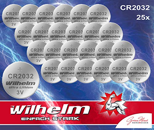 25 x Knopfzelle CR2032 Wilhelm Batterie Lithium 3V CR 2032 Industrieware