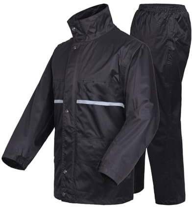Susy Shop Combinaison de pluie complète, imperméable, pour moto, scooter, vélo, coupe-vent avec capuche, en différentes tailles, Noir , S