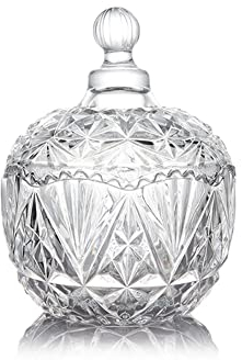 Plato de cristal transparente de 260 ml con tapa de cristal, cuenco de caramelo, tarro de buffet decorativo para azúcar, cocina, alimentos, galletas, joyero, tarro de encimera