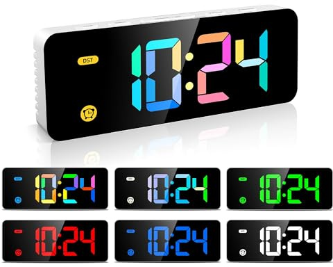 HODIK Alarm Clock for Kids -Digital Clock with 7 Color, 4 Dimmable Backlight & 3 Adjustable Volumes, 12/24 Hour, Snooze, Small Clocks for Classroom Bedroom