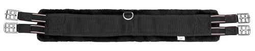 Start Sangle de selle avec fourrure synthétique pour cheval - Sangle longue polyvalente avec fausse fourrure, ajustement optimal et confort élevé - FurArtificial (Noir, 110cm)