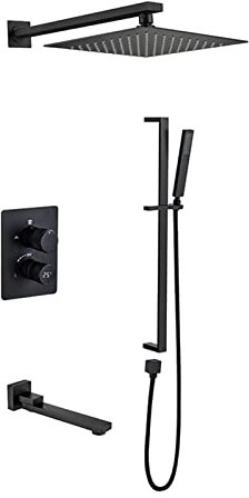 DERBUT Sistema de Ducha empotrada Grifos Monomando para Ducha montados en la Pared Cabezal de Ducha Cuadrado de 10 in A