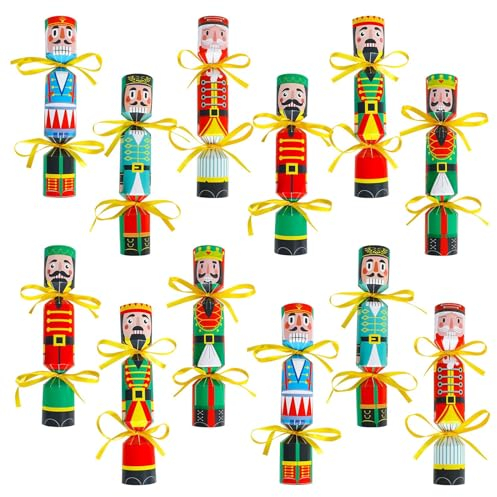 DPKOW Scatole di Natale Crackers Scatole Regalo di Natale Schiaccianoci, 12pcs DIY Schiaccianoci Soldato Partito scatole di Carta Natale Candy Snack scatole per Natale Compleanno Festa Forniture