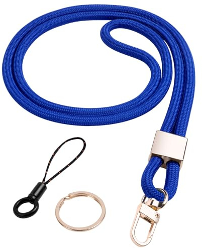 Vicloon Cordon tour de cou, Cordon de cou, Lanyard Strap Neck, Porte-clés Lanière, Nylon Lanières Porte Badge avec Anneau en Métal pour d'Identification, Clés, Téléphone Portable （Bleu）