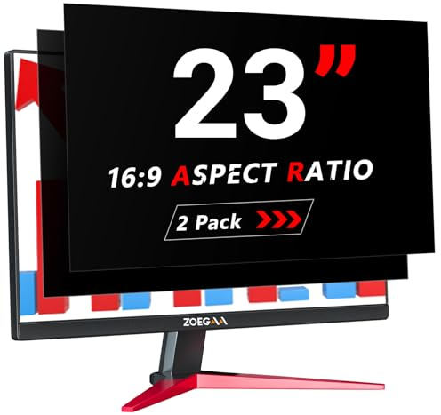 ZOEGAA 2 Stück Blickschutzfolie 23 Zoll Monitor 16:9 Entwickelt und Produziert Fabrik,Abnehmbar und Anti-Blaulicht Blickschutzfilter für HP Dell Acer Asus Samsung Lenovo