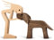 AWAVM Tallados de madera para mascotas, perro, cachorro, familia, adornos de tallado de madera, escultura de animales, artesanía, regalos creativos