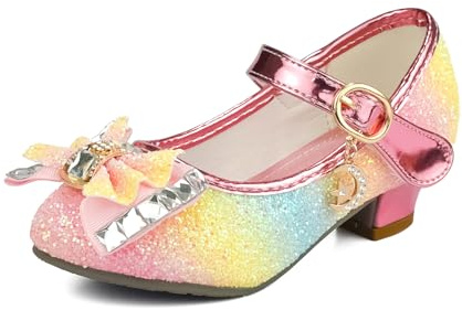 TRIWORIAE-Chaussures de Princesse à Talon pour Filles avec Paillettes Chaussures Reine Chaussures de Déguisement Scintillantes pour Fêtes et Anniversaires Couleur 33