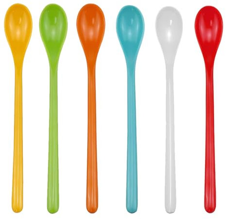 EIHI 6 Pezzi Cucchiaini Plastica, Cucchiaio Plastica,Cucchiaio In Plastica Colorato,Cucchiaio da Dessert,Cucchiaio da Yogurt, Cucchiaini da Caffè per Gelato,Dessert Torte Frutta Insalate Barbecu