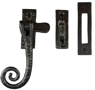 Window Casement Stay Fastener Monkey Tail Swirl, 100mm, Black