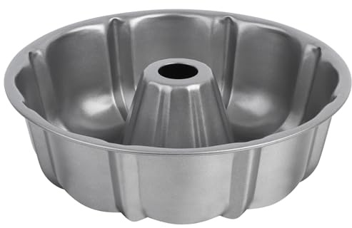 Onader Fluted Cake Pan, 10 Inch Nonstick Round Tube Baking Pan for Pound Cake, 10 Cups Large Heavy Duty Carbon Steel Baking Mold Bakeware, Gray