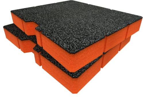 Skuggskum inläggspaket kompatibel med 3 XL lådor | klipp och skala skum för verktygslåda organisation (orange, 50 mm)