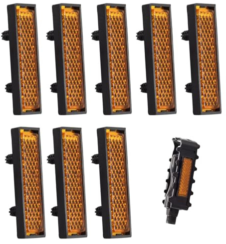 Lot de 8 réflecteurs de vélo - Réflecteurs pour pédales de vélo - Clips lumineux - Pédale d'avertissement de sécurité nocturne - Convient pour les yeux de chat, VTT, trekking, vélo (jaune)