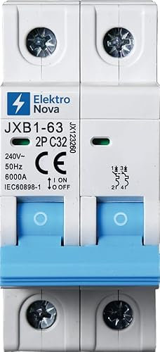 ELEKTRONOVA Interruttore Magnetotermico 2P C32 32A 6kA – 2 Moduli DIN – 220V