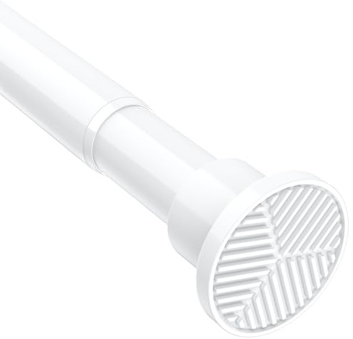 BSYXLSX Tringle Rideau Sans Percage Extensible, 110-185 cm (Diamètre 25 mm), Barre de Douche Extensible, Tringle à Rideaux en Inox Blanc, Idéale pour Salle de Bain, Fenêtre et Penderie