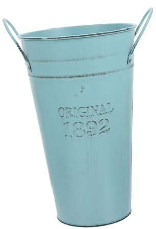 Kisangel Pot De Fleurs Fer avec Poignée Ornement De Bureau Portable Et Support De Fleurs Rétro