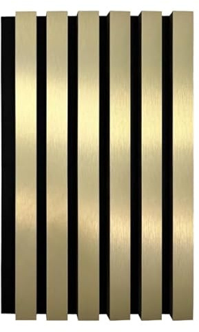 Be-Creative Gold Metallic Acoustic Slat Wall Panel – 240cm x 60cm | Premium Soundproofing Wood Panels for Modern Interior Walls & Ceilings | Decorative Acoustic Wall Treatment for Home & Office