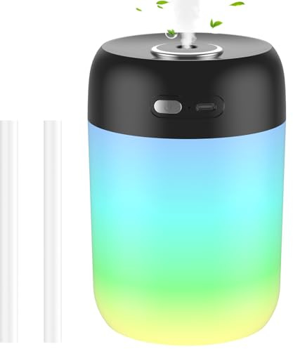 SZO Mini Humidificateur d'Air à Brume Froide pour Chambre avec Veilleuse Top-Fill Silencieux Opération Arrêt Automatique pour Bébé Chambre d'Enfant Bureau Maison Plantes Noir