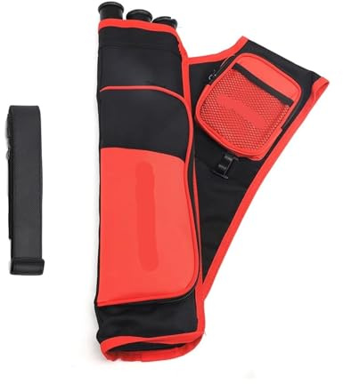 AYWTIUN Faretra in Vita Borsa for frecce da tiro con L'Arco, 3 Tubi, Borsa for faretra Cintura Regolabile for Arco ricurvo/Composto(Left Hand Red)