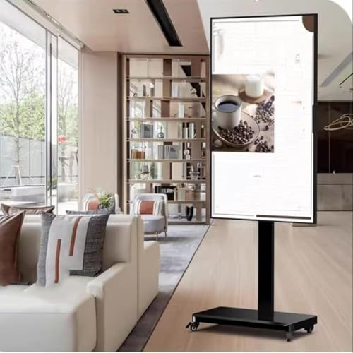 HynJGih Carro de TV móvil con Ruedas, Pantalla Fija Horizontal y Vertical, for Plana LED 32-75 Pulgadas, VESA 600x400 mm