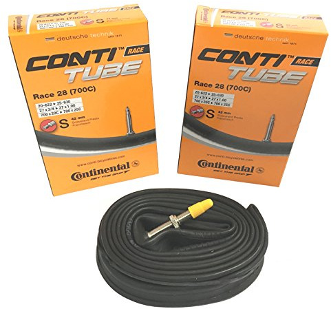 Continental Race 28 700 x 20-25c Road Bike Inner Tubes - Presta 42mm (Pack of 2), Black