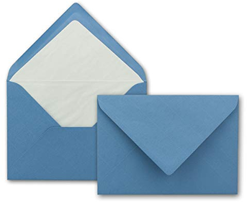50x Kuverts in Himmelblau - Brief-Umschläge in DIN B6-12,5 x 17,6 cm geripptes Papier - weißes Seidenfutter für Weihnachten & festliche Anlässe