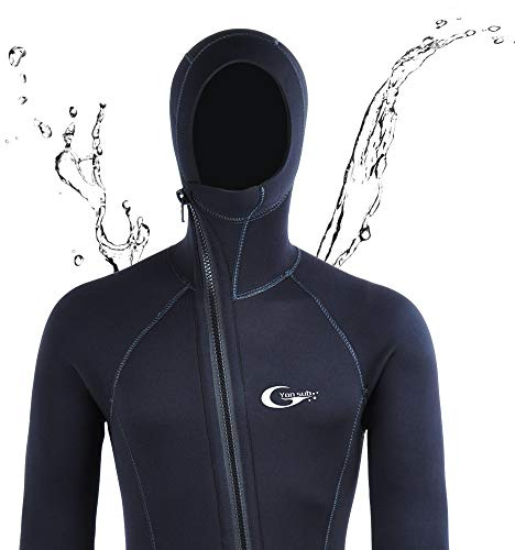 Full Wetsuits-5mm 3mm Wetsuit-Mens Neoprene Diving Suit Front Zipper Hoodie Snorkeling Surfing Suits High Elasticity Long Sleeve - Diving Water Sports Solid Colored Autumn Winter Spring Summer