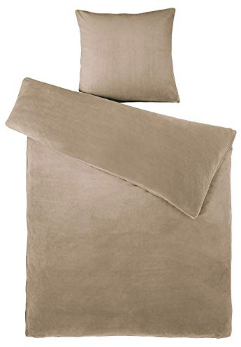 aqua-textil Feelwell Bettwäsche 135 x 200 cm 2teilig Coral Fleece Bettbezug Mikrofaser Thermo Flausch Taupe