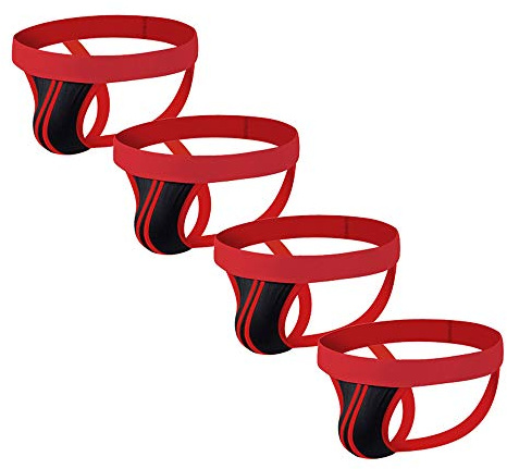 Sommarkod herr bomull jockstrap 4/2 set randiga underkläder, 4-pack röd, L