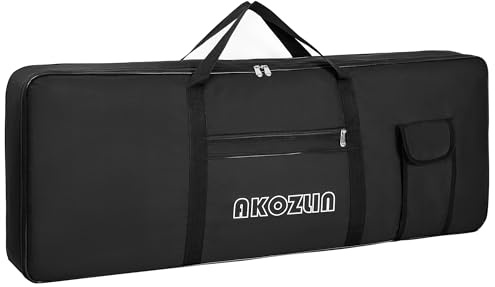 AKOZLIN - Custodia per tastiera portatile imbottita con 76 tasti, dimensioni 116,8 x 13,5 x 45,7 cm, borsa per tastiera elettrica (nero+giallo)