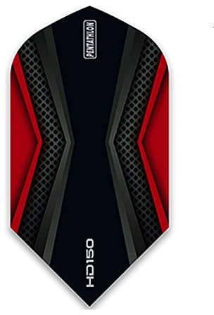 US Darts 3 Sets Slim Pentathlon HD150 RED/Black Dart Flights - 150 Micron, Ex-Tough