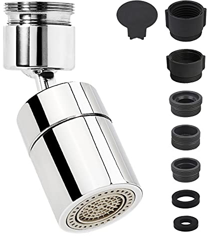 Kranluftare, fäste, kökskran, luftaradapter, vattenkran med sprayhuvud, ersättningskran, luftare, verktyg, kök, handfat, stänkfilter krandelar 360° vridbar luftare, vattenbubblarmunstycke