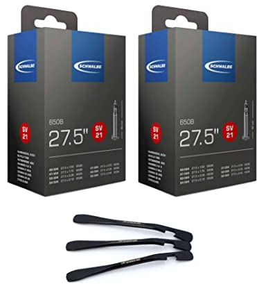 2er Set Schwalbe Schlauch SV21 40mm 27,5 Zoll 40/62-584 inklusive 3 MSZweirad Reifenheber