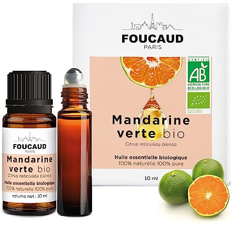 FOUCAUD |Huile essentielle de Mandarine Verte |Citrus reticulata blanco |BIO |100% naturelle et pure |Roll on inclus |Chemotypée |certifiée Agriculture Biologique |10 ml |Marque Française depuis 1946